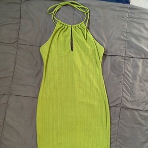 Green Cut-out Halter Dress